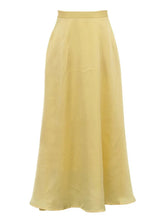 LIZAKOSHT - Satin Yellow Maxi Skirt for Women – High Waist Slim Fit Pocket Design Draped Silky Long Skirt Elegant Summer Outfit