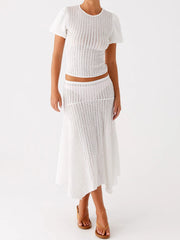 LIZAKOSHT - Casual Summer Ensemble Vibrant Crop Tops and Flowy Skirts for Trendy Street Style Fashionistas