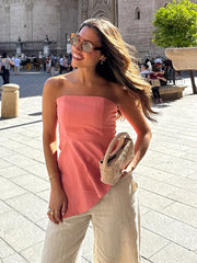 LIZAKOSHT - Sexy Irregular Hem Women's Tank Top Elegant Off Shoulder Strapless Backless Sleeveless Tank Top Female Summer Lady Blouse