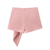 LIZAKOSHT - New Women Vintage High Waist Asymmetric Front Pleats Shorts Skirts Elegant Office Skort