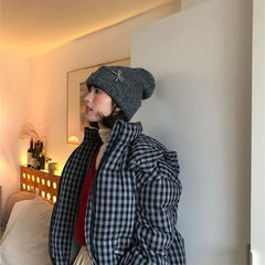 Lizakosht New Angora Rabbit Fur Bow Winter Hat for Women Knitted Fluffy Beanie Ladies Fashion Warm Plush Skull Womens Thick Fleece Hat y2k