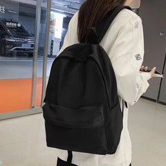 LIZAKOSHT - Solid Color Women Backpack Japanese School Bags For Teenager Girls Bookbag Simple Nylon Travel Backbag Ladies Student Bags