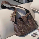 LIZAKOSHT - Y2k Punk Womens Shoulder Bag Casual Large Capacity Casual Leather Vintage Tote Bag Literary Advanced Luxury Female Handbag