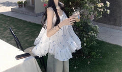 LIZAKOSHT - Lace Patchwork Floral Camisole Vest for Women in Summer, Gentle and Loose, Sleeveless Design Top for Wearing Outside