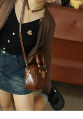 LIZAKOSHT  -  Harajuku Brown Messenger Bag Women Retro Bear Embroidery Handle Crossbody Bags Ladies Vintage Sweet Cute Hand Bag Chic