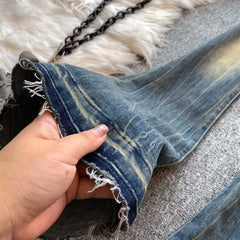 LIZAKOSHT  -  American Retro Blue Washed Micro-flared Jeans Women Y2K Fashion Street Hot Girls Loose Casual Stretch Low Rise Wide Leg Jeans