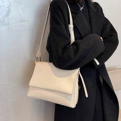 LIZAKOSHT - Design PU Leather Shoulder Crossbody Bag New Flap Solid Color Underarm Bags Luxury Designer Handbags and Purse