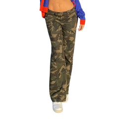 LIZAKOSHT - Vintage Y2K Camouflage Jeans Women Low Waisted Chic Harajuku Baggy Denim Pants Aesthetic Trousers