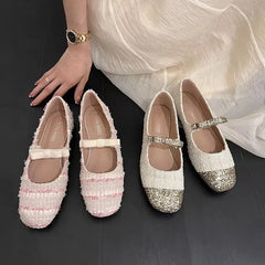 LIZAKOSHT - Slip On Cozy Women Shoes Fashion Butterfly Knot Flats Tweed Leisure Zapatos Mujer Spring Autumn New Brand Design Sapato Feminino