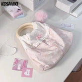 LIZAKOSHT  -  Trendy Y2k Aesthetic Pleated Bow Handbags Patchwork Kawaii Cute Top-Handle Bags All Match Women Streetwear Fashion Chic Clutches