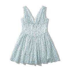 LIZAKOSHT - Women Mesh Patchwork Floral Print Tank Mini Dress Sexy Sleeveless V Neck Low Waist Female Holiday Summer Dresses Party