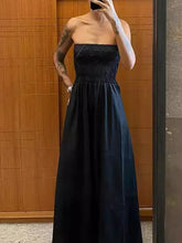 LIZAKOSHT - Sleeveless Party Dress, Women Summer Backless Patchwork Maxi Dress, Solid Strapless Elegant Ladies Dress Vestido