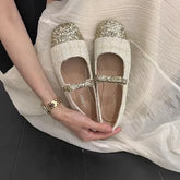 LIZAKOSHT - Slip On Cozy Women Shoes Fashion Butterfly Knot Flats Tweed Leisure Zapatos Mujer Spring Autumn New Brand Design Sapato Feminino