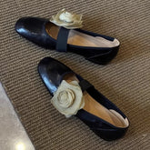 LIZAKOSHT - Retro Flower Designer Mary Jane Shoes Women Round Toe Comfort Soft Sole Elegant Casual Shoes Fashion Brand Ballet Flats Women