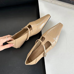 LIZAKOSHT - Fashion Luxury Dress Flats Heel Mary Jane Shoes Women Loafers Female Pointed Toe Ballerina New Spring Footwear Office Mujer