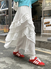 LIZAKOSHT - A-Line Cake Skirts Women Casual Summer Polka Dots Loose New Daily Office Lady High Waist Fashion Slim Sweet Gentle