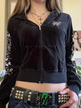 LIZAKOSHT - 2025 New Vintage Gothic Velvet Sweatshirt Women Streetwear Hotsweet Butterfly Print Long Sleeve Hooded Cardigan Y2k Warm Outfit