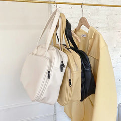 LIZAKOSHT - Women Solid Color Shoulder Bags PU Leather Large Capacity All-match Students Casual Handbags Travel Bag Korean Style Fashion Ins