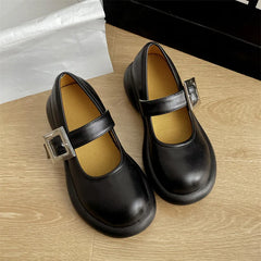LIZAKOSHT - Retro Woman Shoes All-Match Female Footwear Oxfords Shallow Mouth Clogs Platform Dress Summer Leather New Creepers Mary Janes