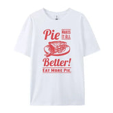 LIZAKOSHT - Korean Fashion Pie Printed Graphic Tees Vintage Women Streetwear T-shirt Cute Food T Shirt Unisex Retro Grunge Clothes Oversized