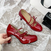 LIZAKOSHT - Platform Thick Heel Women JK Mary Jane Shoes Fashion Banquet Party Pumps New Spring Women's Butterfly-knot Dress Leather Shoes