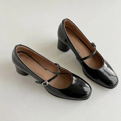 LIZAKOSHT - Fashion Pumps New High Quality True Leather Mary Jane Shoes Round Toe Shallow Mouth High Heels Modern Women's Shoes