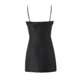 LIZAKOSHT - Ladies Daughter Wind Suspender Skirt Female French Bow Satin High Waist Short A-line Skirt Dress