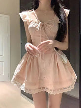 LIZAKOSHT - Women's Design-sensual Straps Lace Spliced little Flying Sleeves Princess Pure and Sweet Waist-hugging Slim Dress