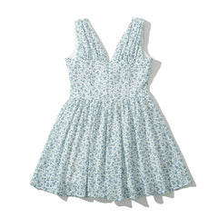 LIZAKOSHT - Women Mesh Patchwork Floral Print Tank Mini Dress Sexy Sleeveless V Neck Low Waist Female Holiday Summer Dresses Party