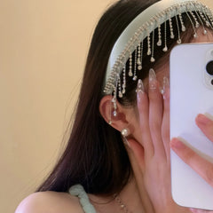 LIZAKOSHT - 1PC Diamond Tassel Flocking Hair Bands for Women Delicate Fashion Hair Accessories Premium Sense Simple Versatile Hair Accessori