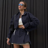 LIZAKOSHT - Long-sleeved Short Shirt Dress Summer Women's Two-piece Fashion Design Women's Wear