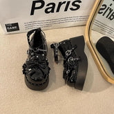 LIZAKOSHT - Punk Hot Girl Sponge Cake Leather Shoes Women's Thick Soled Shoes Japanese Jk Uniform Lolita Single Shoes Sweet Girl Tea Party