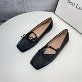 LIZAKOSHT - Ballet Flat Mary Jane oes Women's Faion Satin Bow Tie Single oes Spring Autumn Low Heel Synthetic Leather Interior Casual