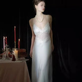 LIZAKOSHT - Sexy Pajamas Women's Sleepwear New Nightdress with Chest Pads Suspender Nightgowns High Quality Can Be Worn Outside Long Dress