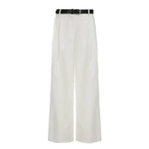 LIZAKOSHT  -  Women Casual Straight Pants with Belt High Street Fashion Lady Loose Trousers Summer Minimalist Office Wear Outfits