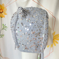 LIZAKOSHT - Y2K Sequin Devil Horn Knit Hat Women Winter Ear Flap Beanie Hat With Strap Gothic Cat Ear Warm Knitted Bonnet Streetwear