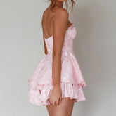 LIZAKOSHT - French Style Party Fashion Suspender Mini Dress Elegant Solid Ruffles Slim Club Dress Women Chic Bodycon One Piece Party Dresses