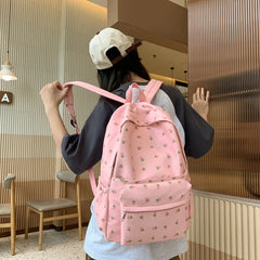 LIZAKOSHT - Cute Casual Floral Prints Women Backpack Girls Bookbags Large Capacity Students Khaki School Book Bags Travel Backpack Mochilas