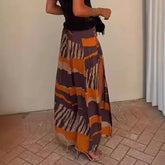 LIZAKOSHT - Ladies Sexy Lace-up High Slit Long Skirts Chic Women Patchwork Slim Fit Print Skirt Female Streetwear Casual Skirt Summer