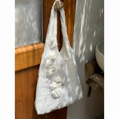 LIZAKOSHT  -  Sweet Lace Cute Handbag Women Harajuku Rabbit Print Large Capacity Canvas Shoulder Bags Ladies Lolita Y2k Bag Aesthetic