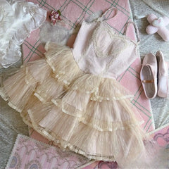 LIZAKOSHT - Japan Summer Women Mini Suspender Fluffy Lolita Dress Princess Tierred Ruffles Prom Gown Evening Frocks Y2k Evening Club