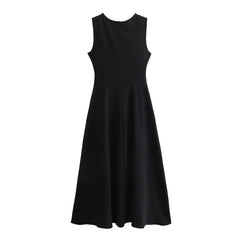 LIZAKOSHT - European and American Women's Spring Dress Elegant Wind Sleeveless Vest Skirt Contrast Design Long Skirt Women.