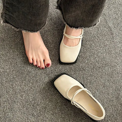 LIZAKOSHT - Women's Summer Footwear Normal Leather Casual Shoes for Woman Square Toe Black Japanese Style Lolita Mary Jane Gothic Shoe