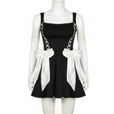LIZAKOSHT - French Princess Fashionable and Fashionable Cross Tie Bow Dress, Small Black Dress with Small Design Sense