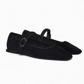 LIZAKOSHT - Shallow Casual Ladies Soft Mary Jane Shoes Retro Black Square Toe Outdoor Dress Ballet Flats Autumn Brand Women Footwear