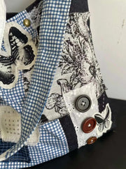 LIZAKOSHT - New Niche Design Butterfly Plaid Splicing Bucket Cloth Bags Causal Versatile Single Shoulder Crossbody Bag