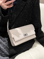 LIZAKOSHT - Trendy Designer Patent Leather Shoulder Crossbody Bags Women Rectangle Handbags and Purses 2024 New Fashion Messenger Bag