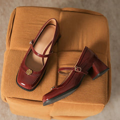 LIZAKOSHT - Patent Leather Ballet Flats Square Toe Female Shoes Loafers With Fur Soft Casual Sneaker Autumn Women's Heels Modis Dress Slip-o