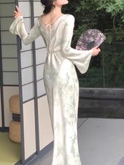 LIZAKOSHT - Long Dress Women Elegant Slim Dresses Spring Fashion Long Sleeve Dress Ladies Casual Gown Party Evening Dress Vestidos De Mujer