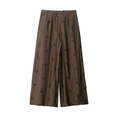 LIZAKOSHT - Spring Summer Sequins Women Two Piece Set Deep V Tie Top Sexy Backless Top High Waist Wide Leg Pants Floral Pants Set